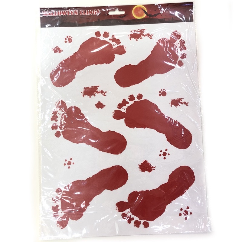 Halloween blood handprint wall stickers, window glass decorations, Halloween blood footprint wall stickers, blood palm and blood footprint stickers Application Scenario