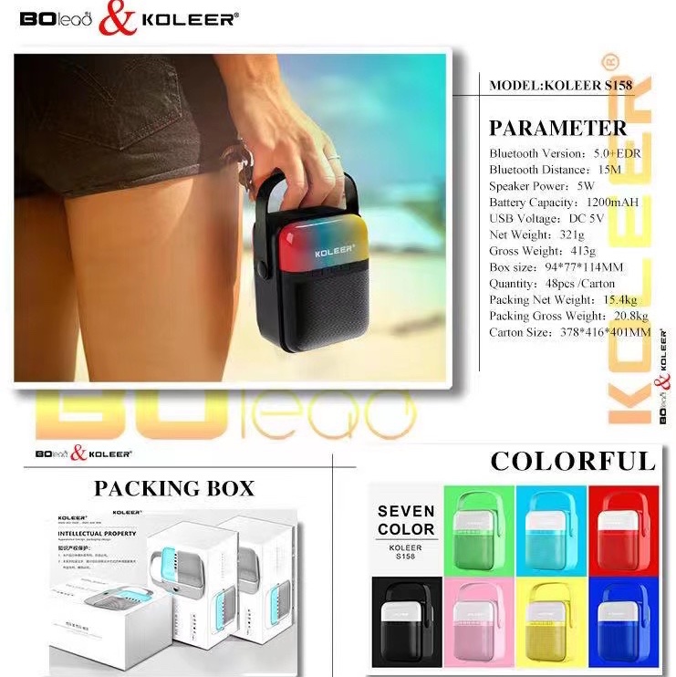 KOLEER S158
Bluetooth Speaker
Battery Capacity:1200mAH