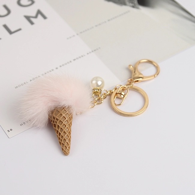 Vison pelo helado cilindro colgante bola de pelo accesorios de teléfono móvil carrito key bag colgante detail image 2