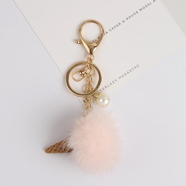 Vison pelo helado cilindro colgante bola de pelo accesorios de teléfono móvil carrito key bag colgante detail image 9
