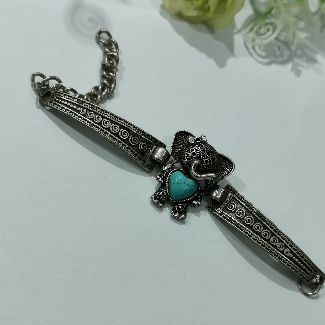 Turquoise bracelet for baby elephant
