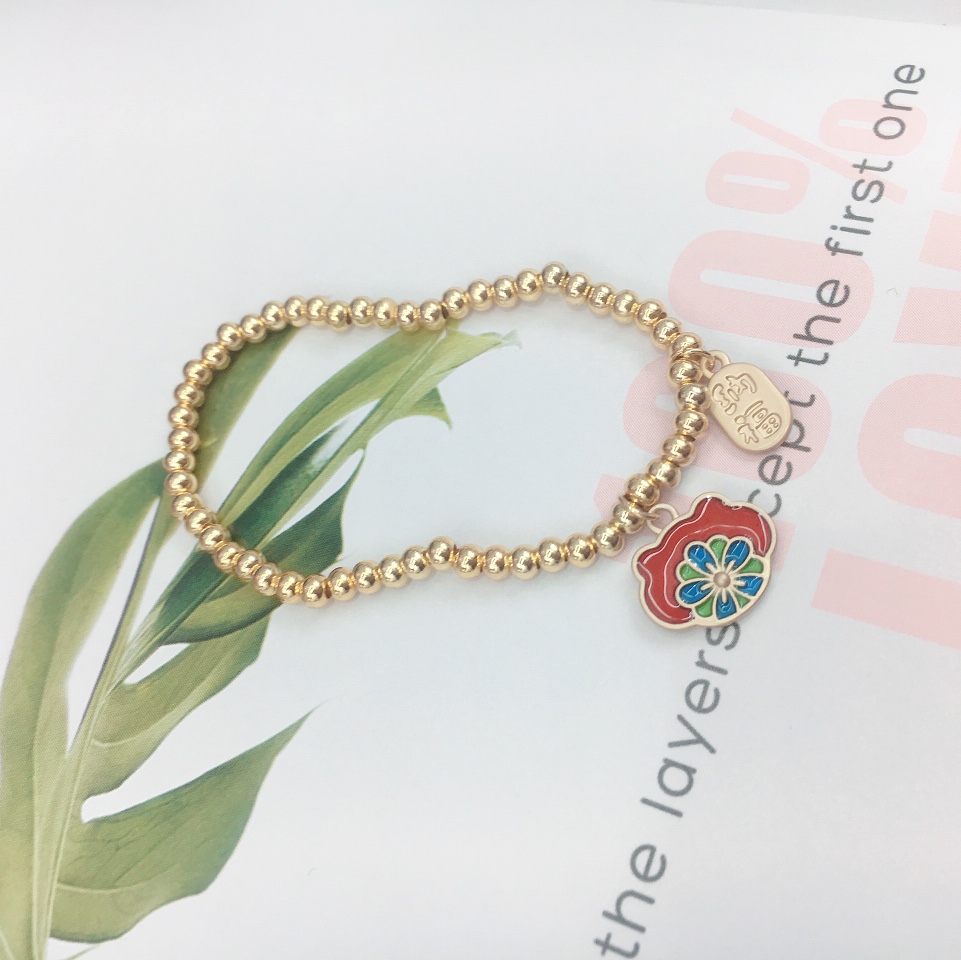 网红时尚潮流金珠手链招运莲花
