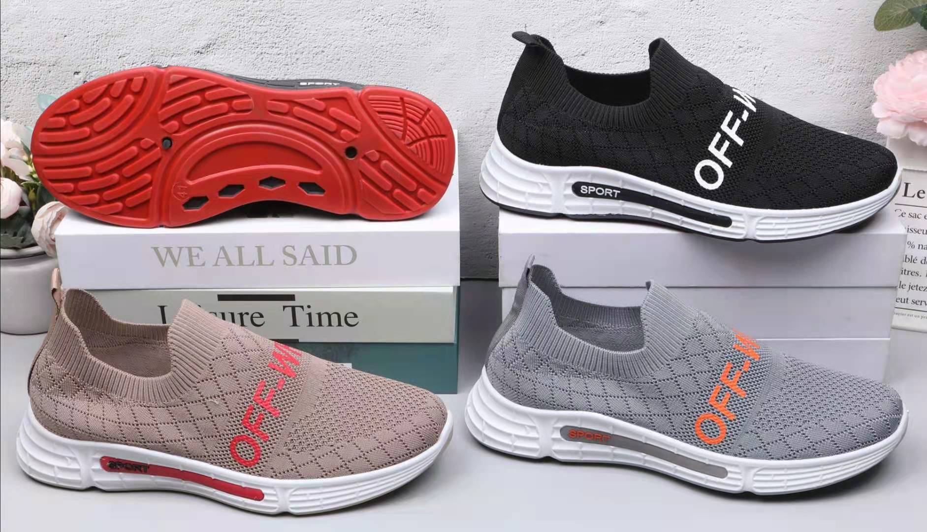 飞织袜子运口男式一脚蹬休闲动鞋详情图3