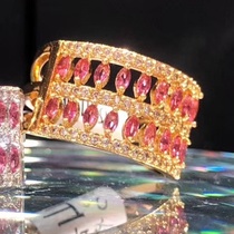 132 Vintage Feather adjustable opening ring Colored Zircon niche index finger ring for ladies
