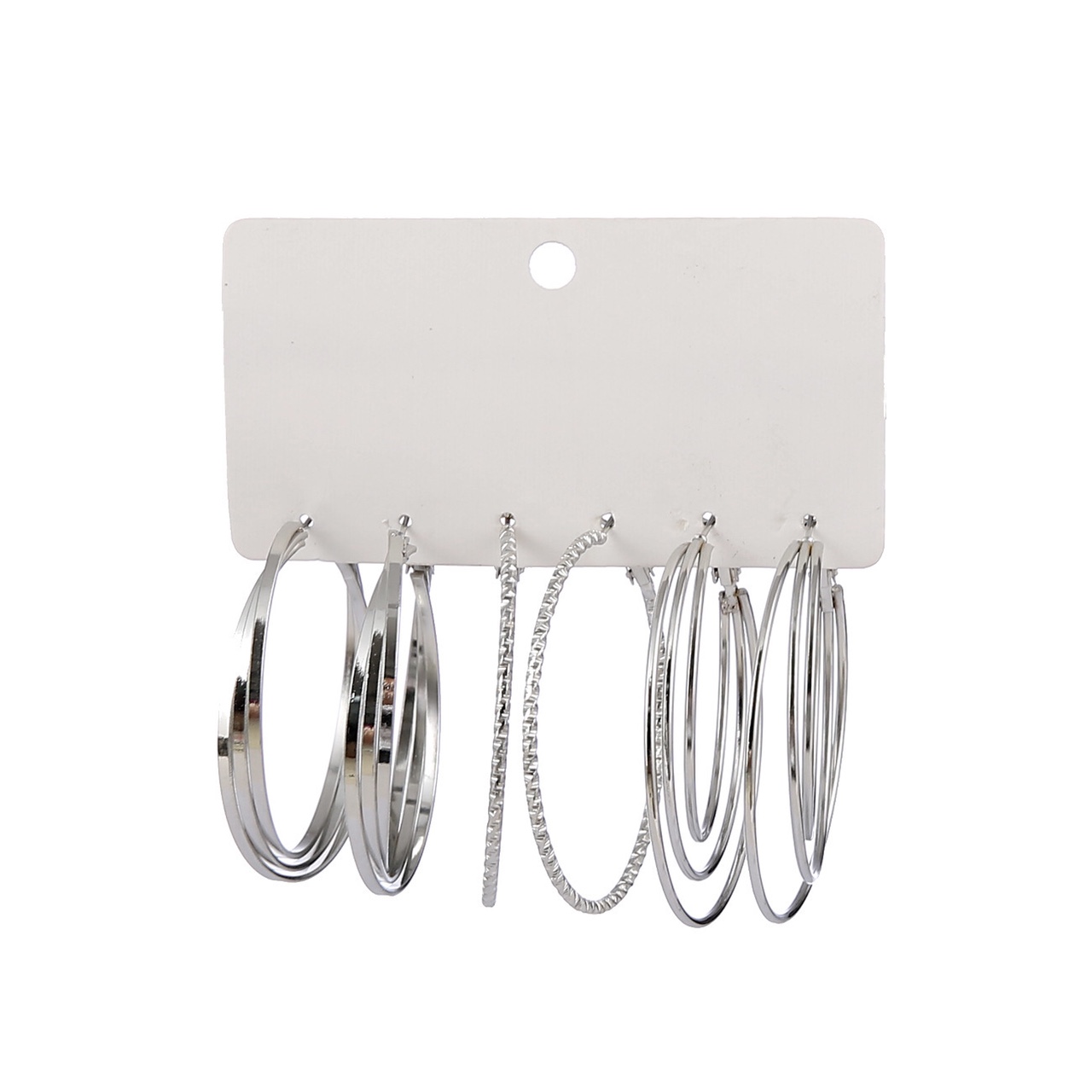 Card pack 6 sets of earrings fashion women's exaggerated geometric earrings Europe and the United States set large circle earrings wholesale