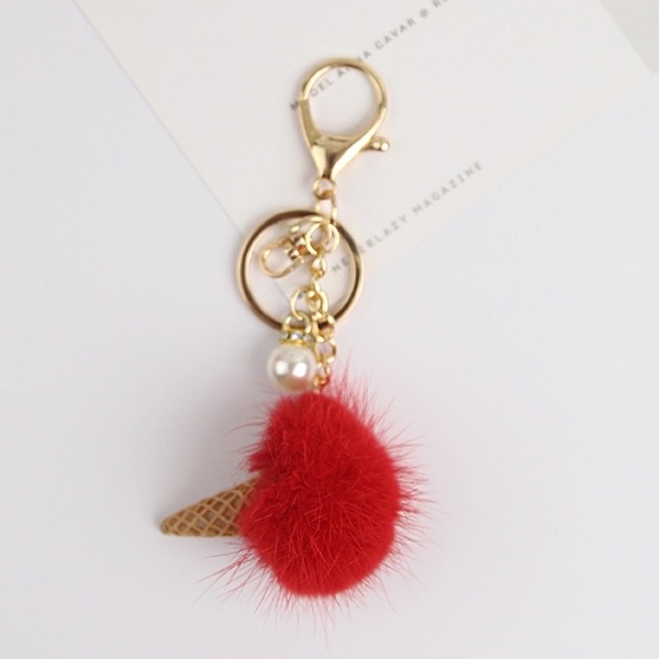 Vison pelo helado cilindro colgante bola de pelo accesorios de teléfono móvil carrito key bag colgante detail image 11