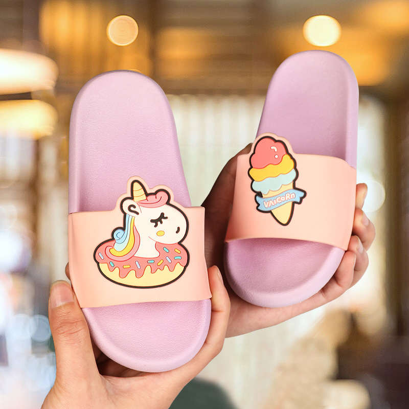 Piggy happy kids cool slippers nuevo estilo ice cream pony PVC antideslizante padres hogar al por mayor niños slippers soplar antideslizante cute hombres y mujeres arrastre
