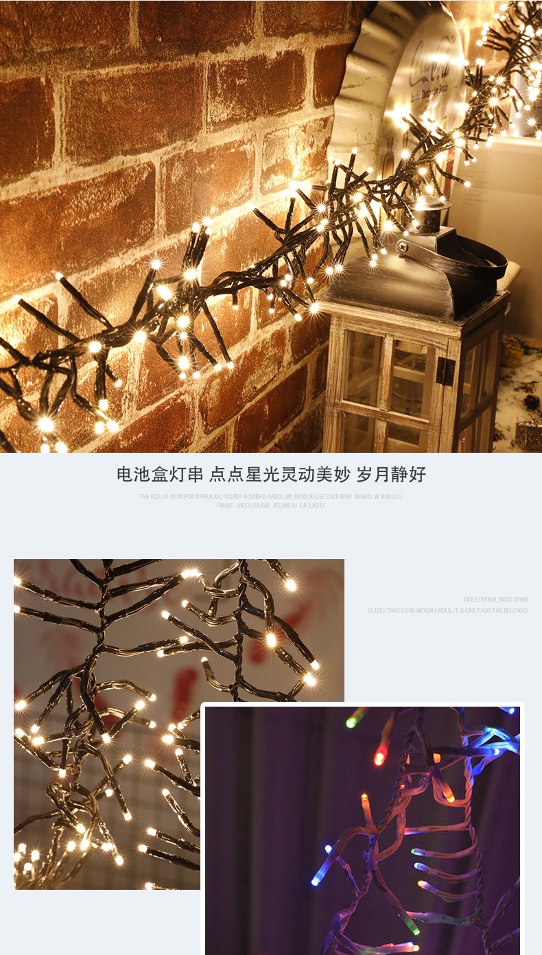 أضواء نارية أمازونية جديدة من طراز LED للتزويد بالألعاب النارية في سياق حفلات الزفاف، ومصابيح الوميض الوميض 300 3 متر باللون الأبيض الدافئ Specification image
