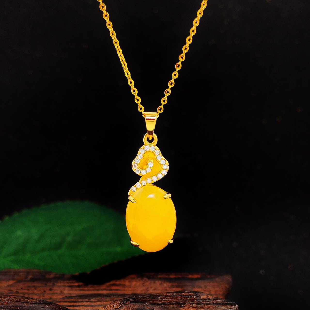 Small oval beeswax pendant