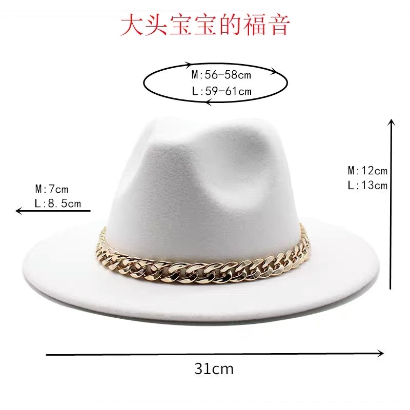 A retro Korean-style fashionable and versatile jazz hat with a flat top and black woolen top hat details Picture