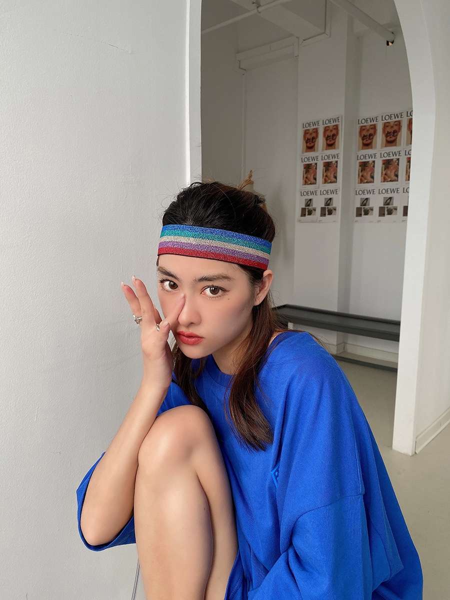 撞色运动发带亮丝彩虹束发带弹力带详情图3