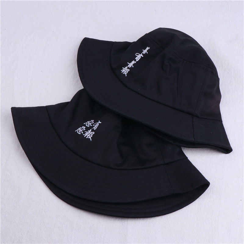 Japanese Version Foldable Embroidery Evening Chicken Fisherman Basin Hat Men And Women Korean Version Of The Tide Travel Sun Protection Warm Hat undefined