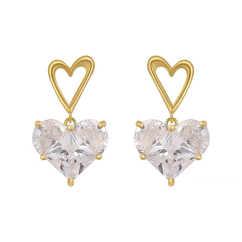 Little Heart Stud Earrings 925 Silver Needle Earrings 2021 New Style Trendy Earrings, simple Korean style trendy earrings