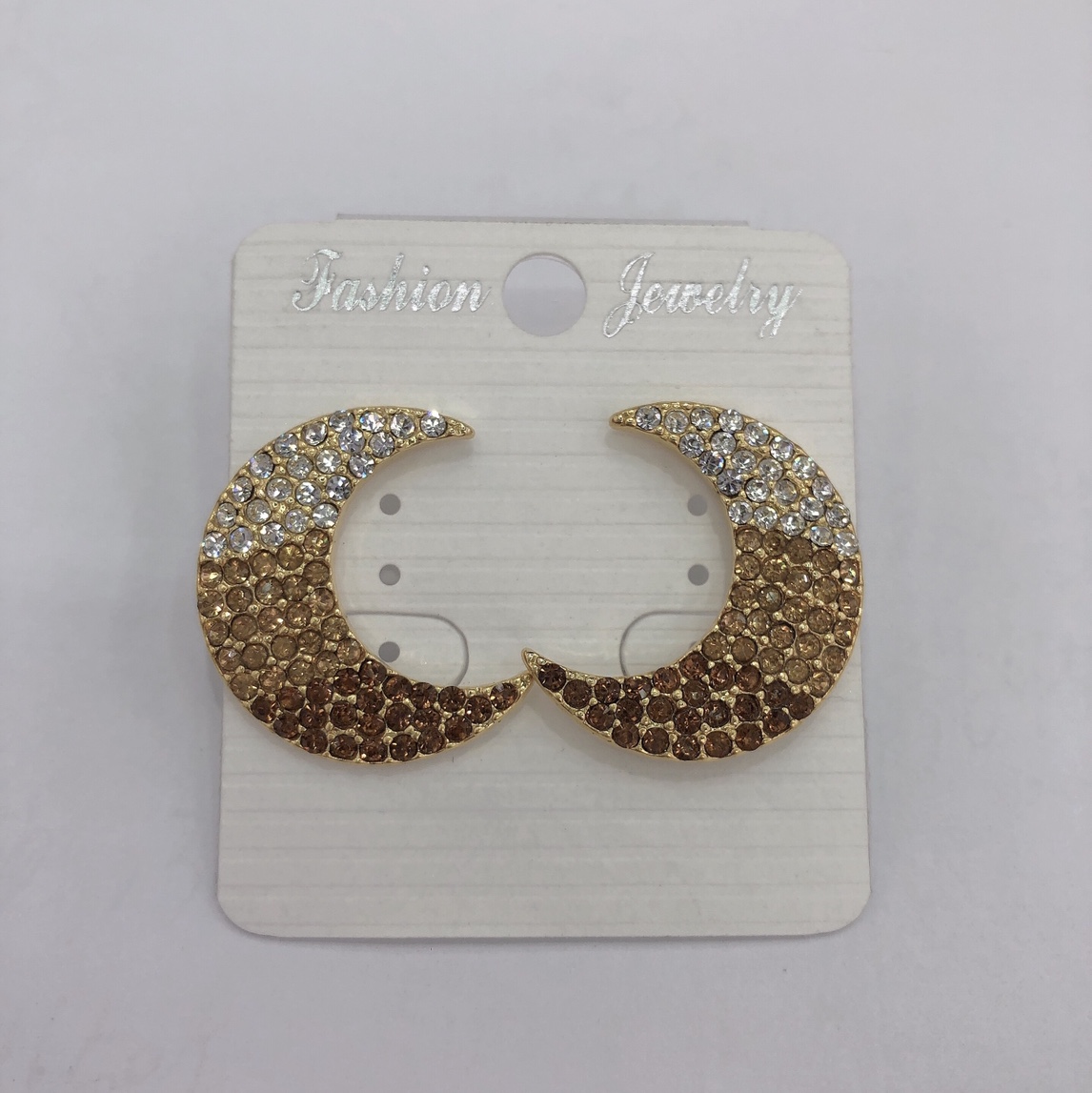 Japan, South Korea and America flash diamond personality trend temperament moon earrings