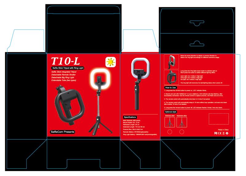 T10L Selfie stick tripod, detachable ring light, fill light, live streaming light, portable 5-inch headlight, detachable Bluetooth tripod selfie stick pic 9