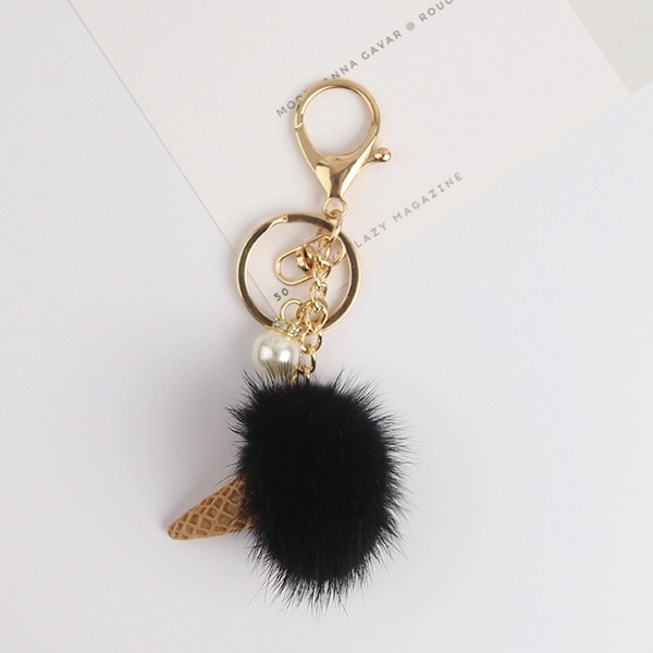 Vison pelo helado cilindro colgante bola de pelo accesorios de teléfono móvil carrito key bag colgante detail image 8