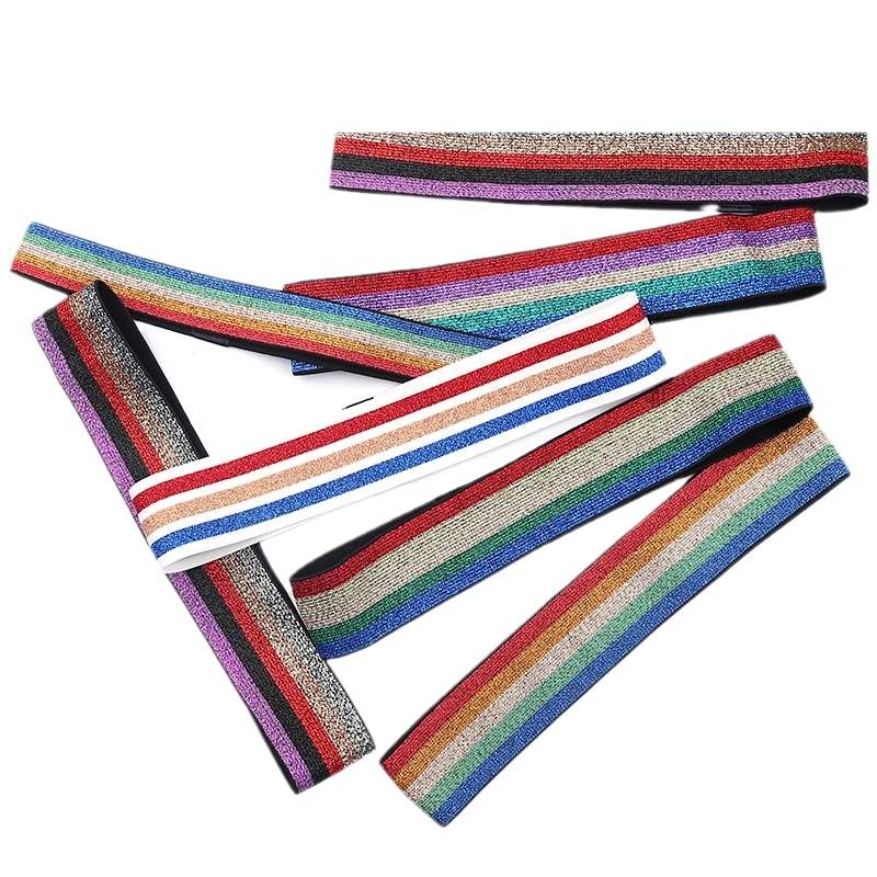 撞色运动发带亮丝彩虹束发带弹力带详情图4