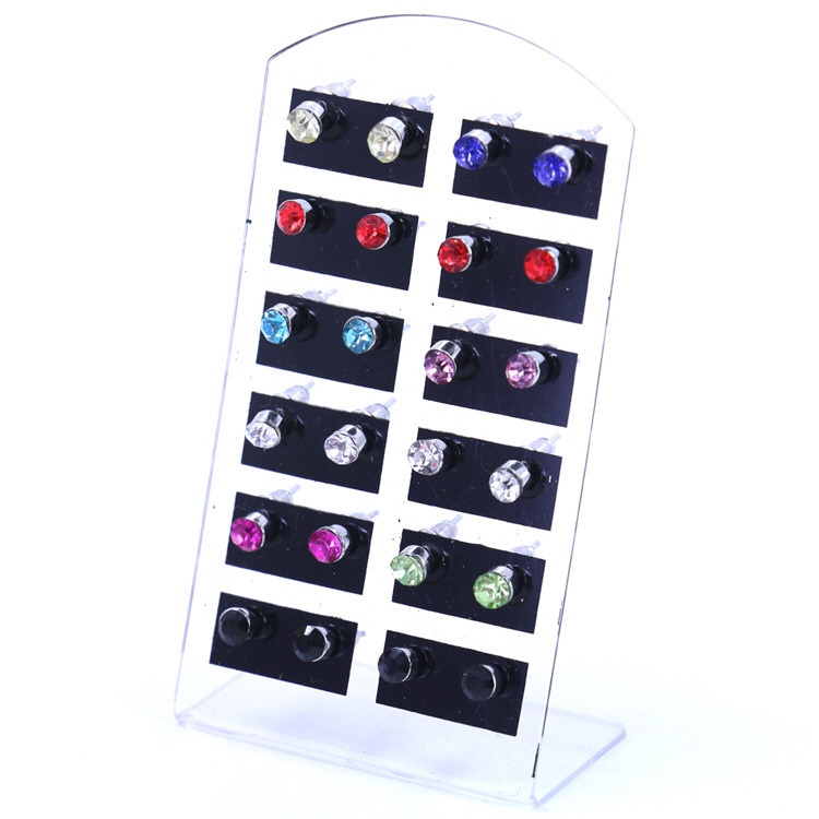 Korean version of lady conventional 5mm rhinestone iron pin earrings wholesale