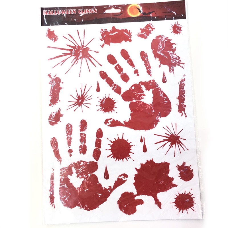 Halloween blood handprint wall stickers, window glass decorations, Halloween blood footprint wall stickers, blood palm and blood footprint stickers detail image 2