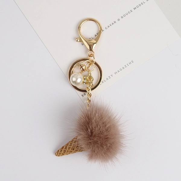 Vison pelo helado cilindro colgante bola de pelo accesorios de teléfono móvil carrito key bag colgante Item Picture