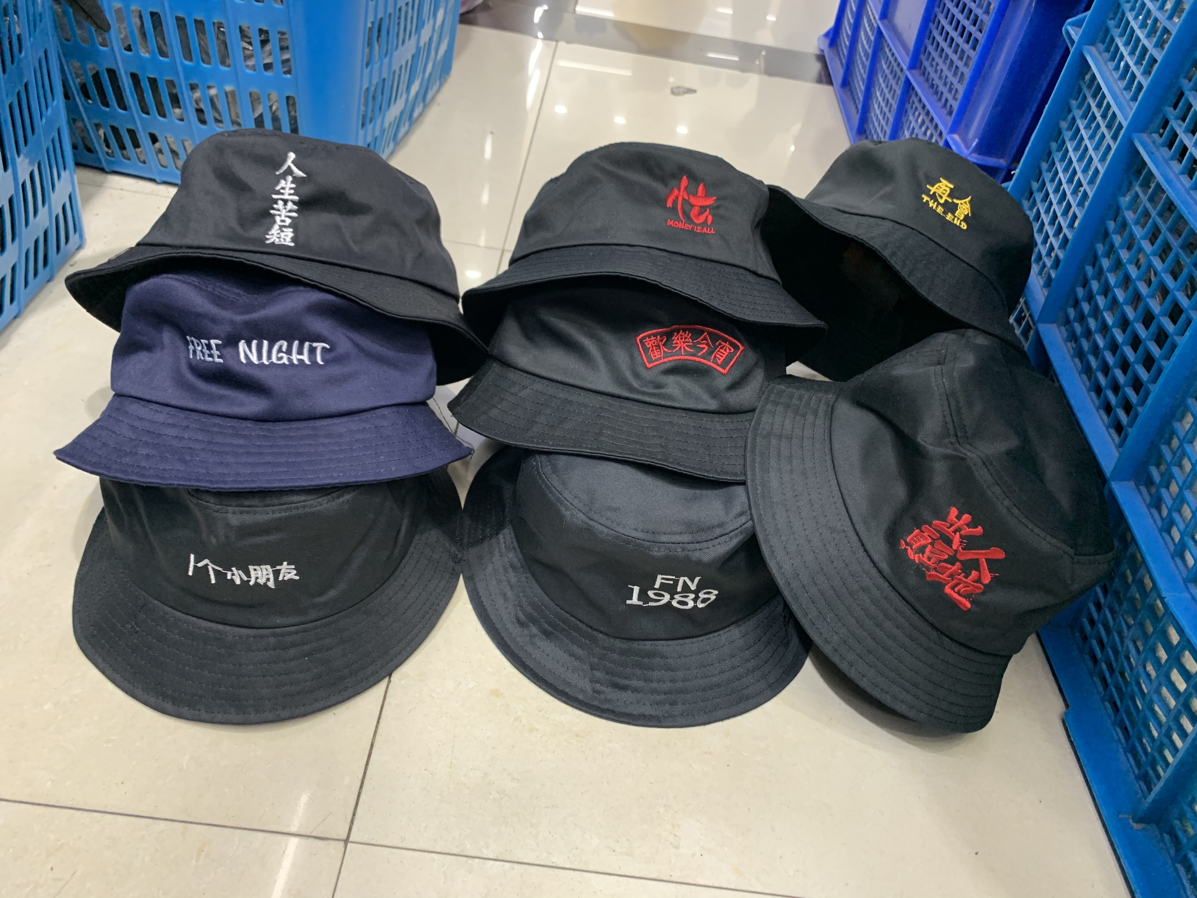 Japanese Version Foldable Embroidery Evening Chicken Fisherman Basin Hat Men And Women Korean Version Of The Tide Travel Sun Protection Warm Hat undefined