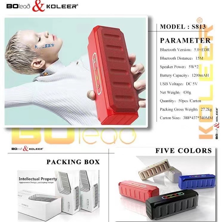 KOLEER S813
Bluetooth Speaker
Battery Capacity:1200mAH