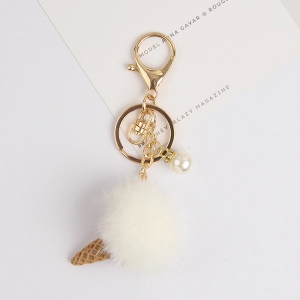 Vison pelo helado cilindro colgante bola de pelo accesorios de teléfono móvil carrito key bag colgante detail image 10
