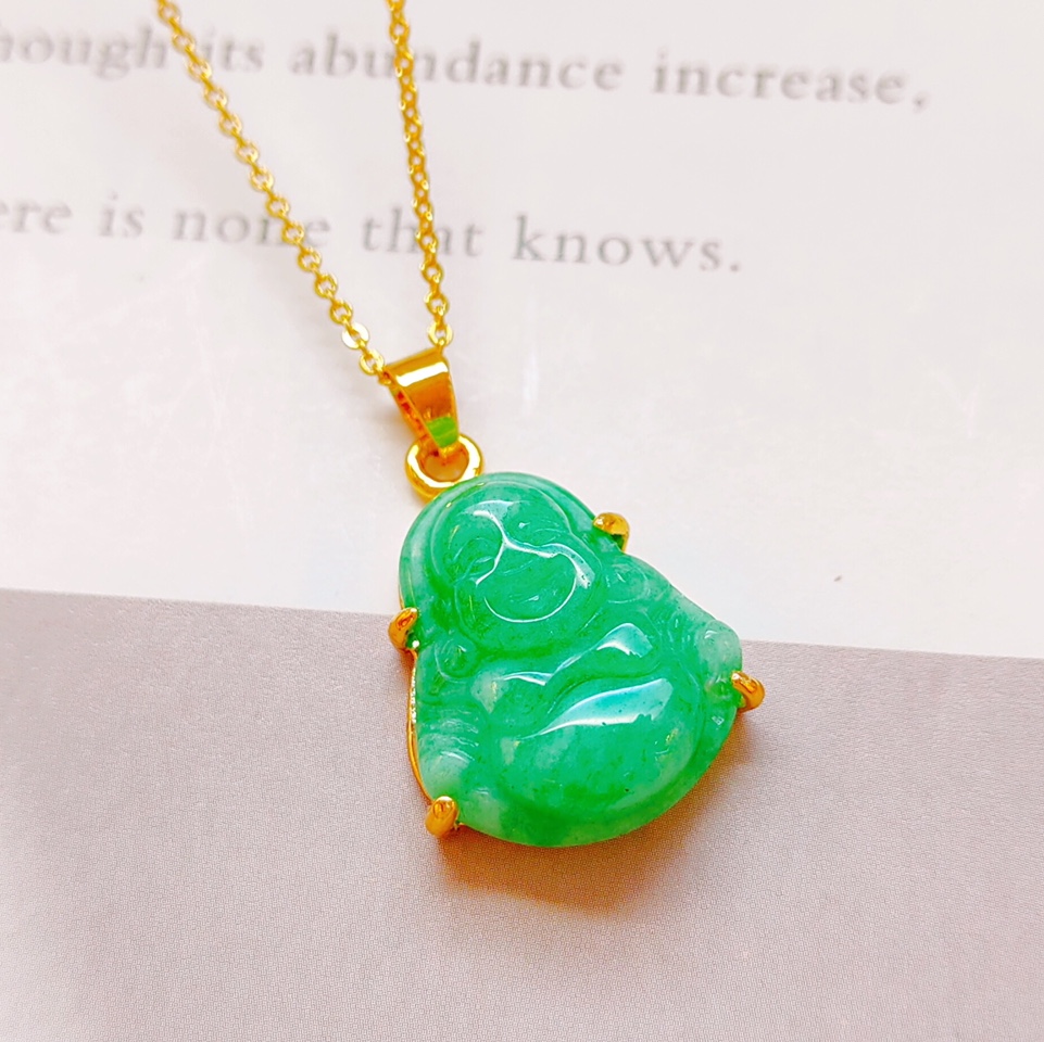 Malay jade Buddha pendant, fine carving technology, real gold plating