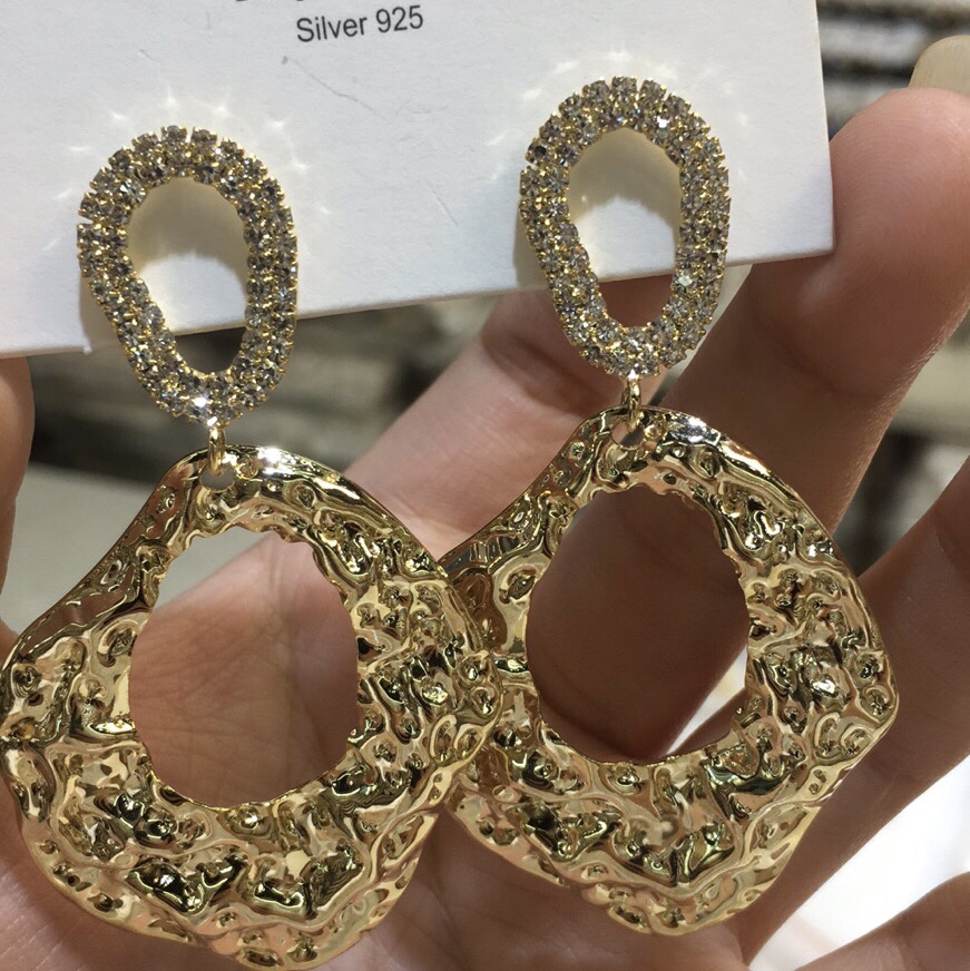 Network explosion recommended 925 silver needle real gold plating Korean irregular earring girl