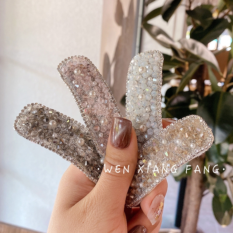 网红ins水晶珍珠发夹边夹少女bb夹碎发夹头饰压夹刘海夹发卡夹子3