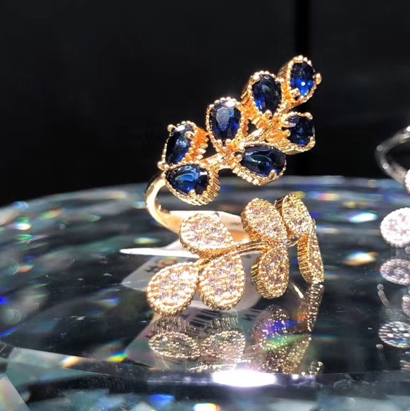 110 retro European and American trend finger ring fashion ladies ring color zircon ring