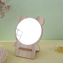 网红木质台式化妆镜宿舍女桌面便携学生小镜子折叠家用梳妆镜造型头