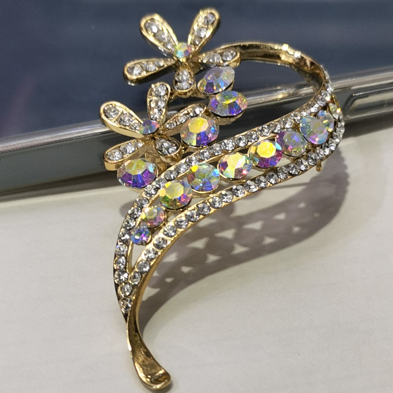 Fashion flowers Geometric brooch rhinestone alloy corsage thumbnail