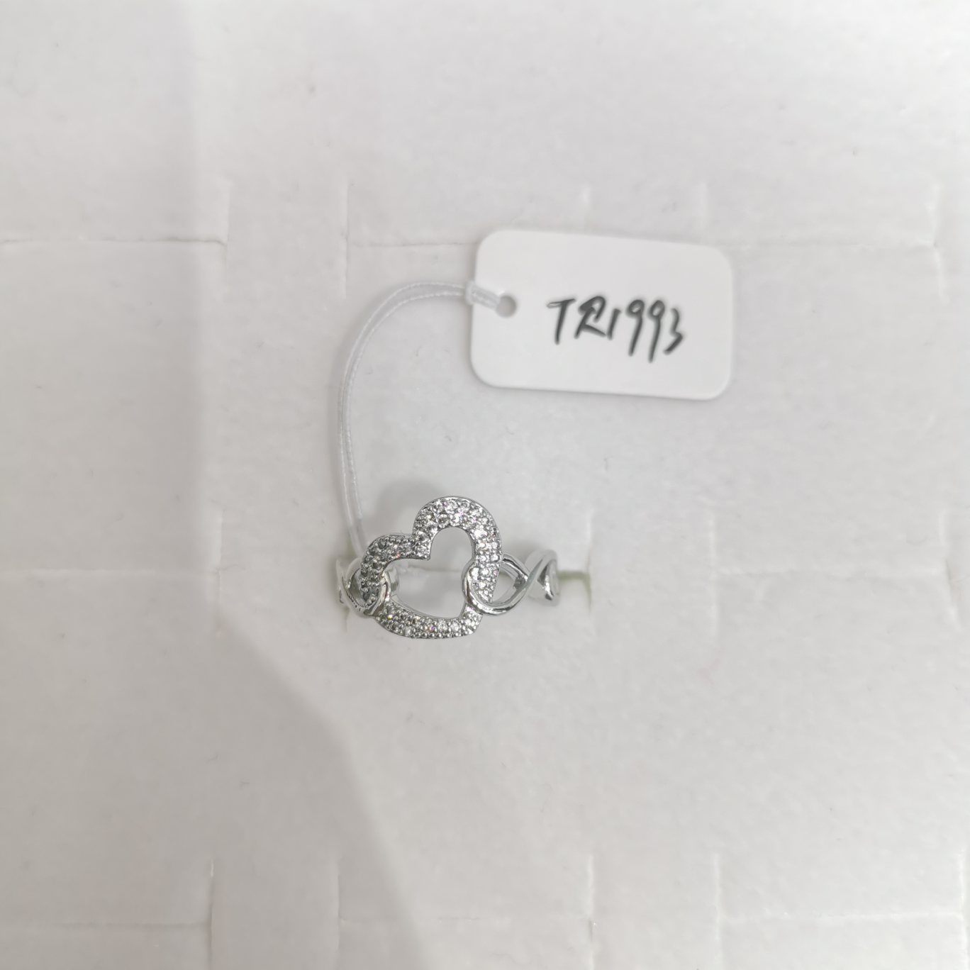 Heart ring made of zircon