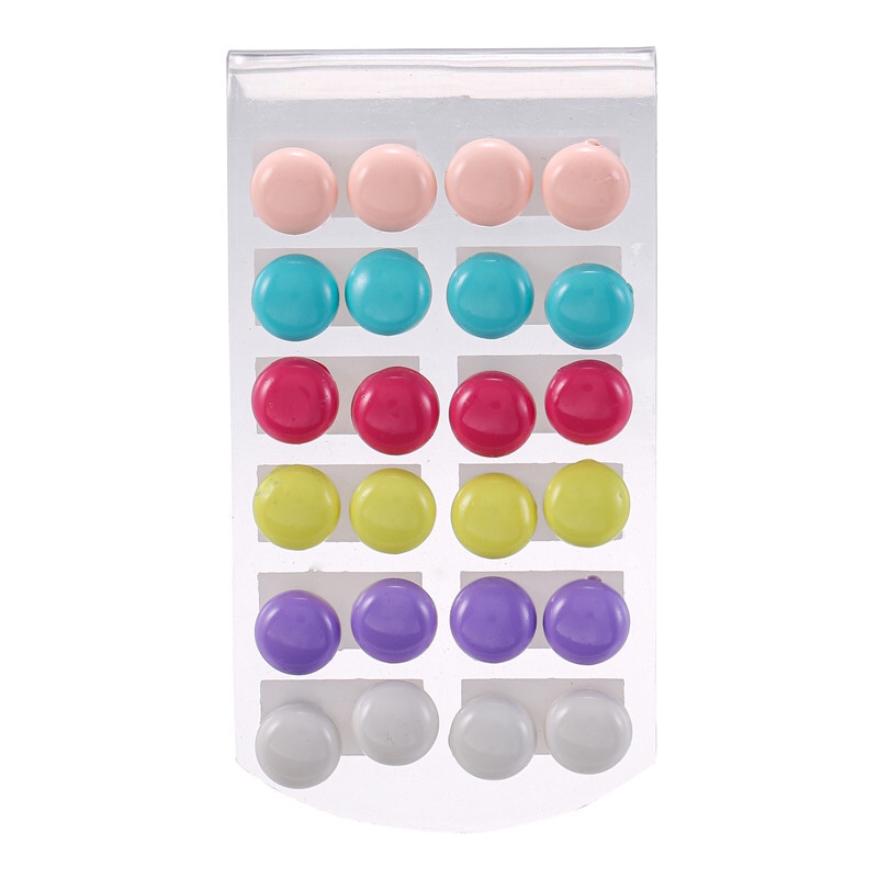 Korean version of fashion glossy earrings 12 pairs of card set round earrings simple and versatile thumbnail