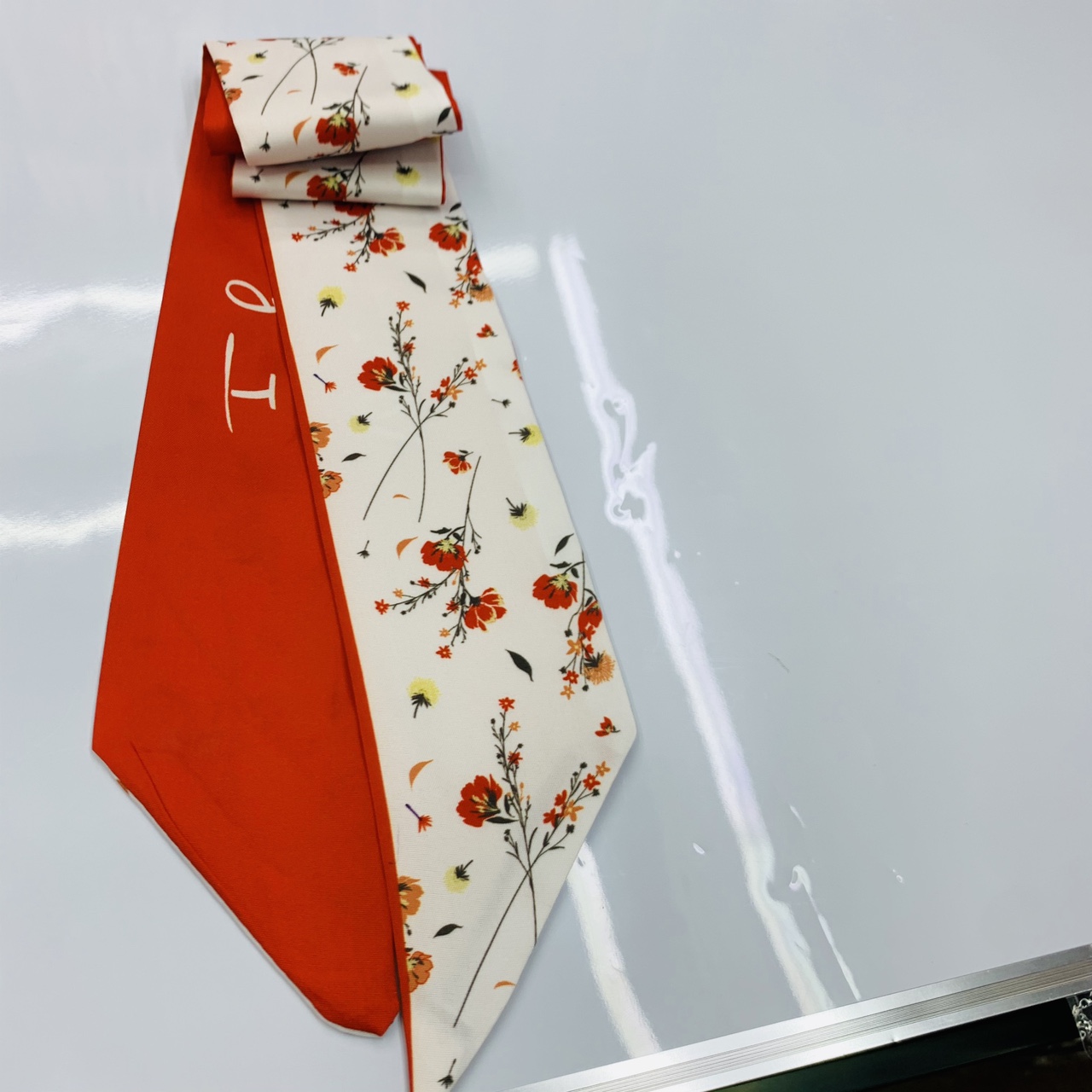 Multi-purpose ribbon red floral on white background full figure