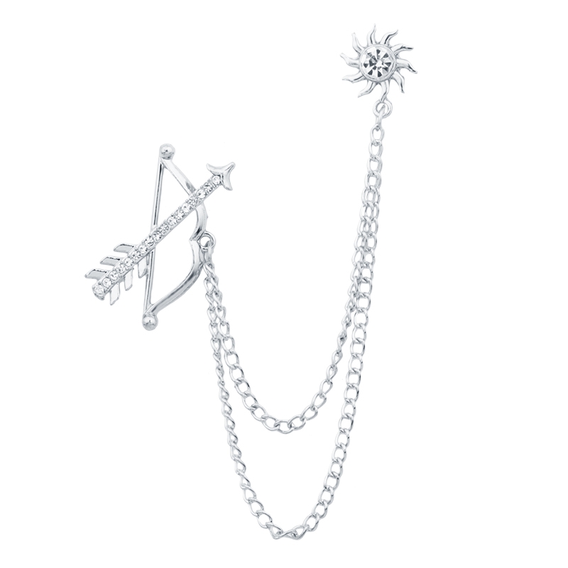 Alloy brooch with chain for men
