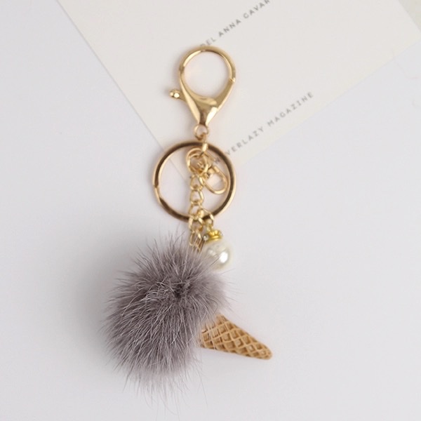 Vison pelo helado cilindro colgante bola de pelo accesorios de teléfono móvil carrito key bag colgante detail image 5
