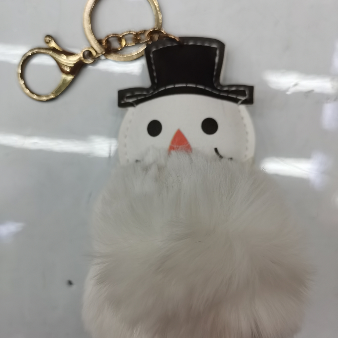 8 cm imitation rex rabbit fur ball Ten Snowman c style keychain