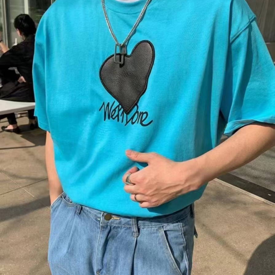 夏季原创设计吉祥物街头宽松t恤男女圆领短袖潮牌情侣装