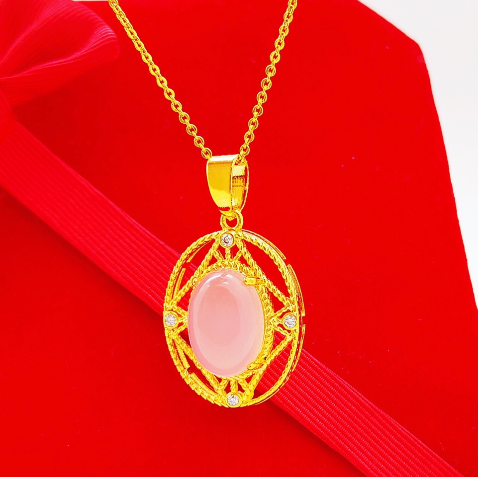 Chalcedony hollow pendant, seenwork inlay, gold plating welcome to buy