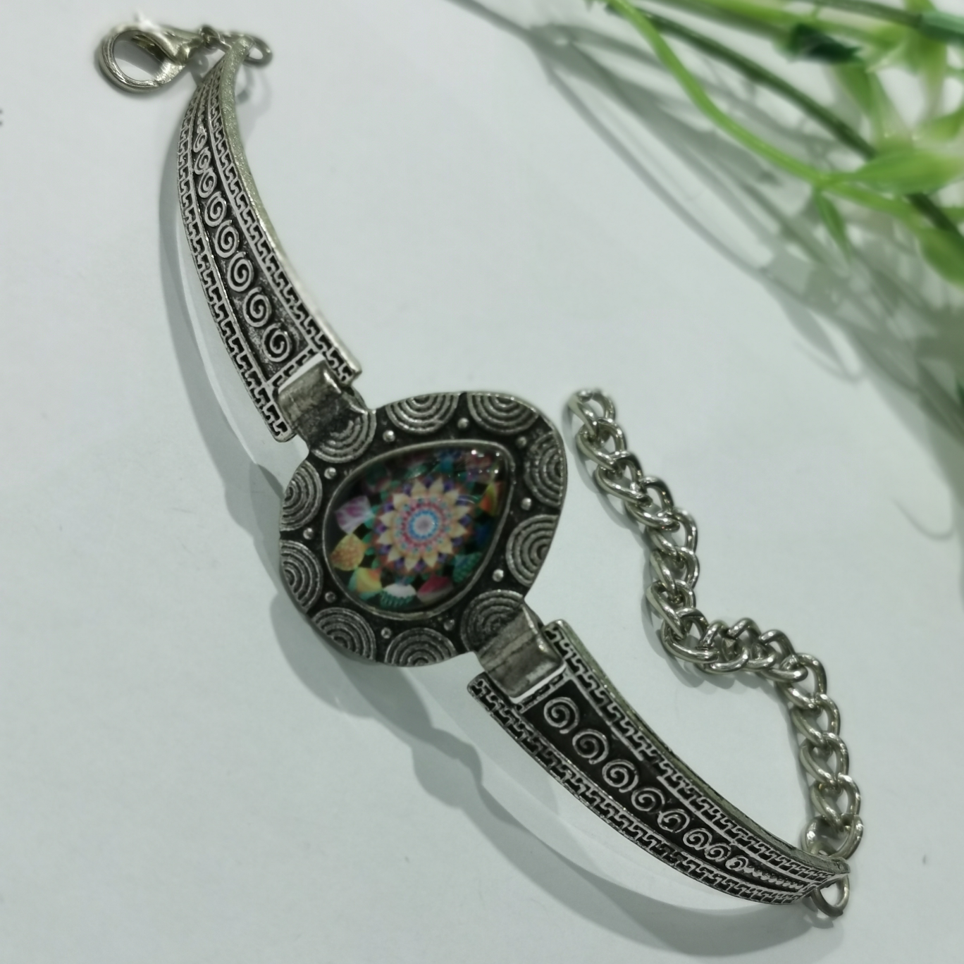 Antique silver plated alloy bracelet