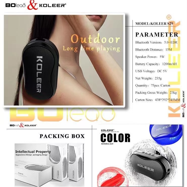 KOLEER S29
Bluetooth Speaker
Battery Capacity:1200mAH