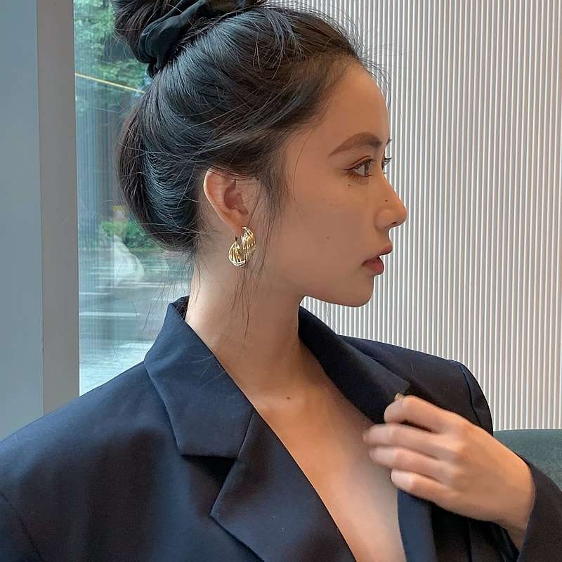 圆圈耳环女气质纯银高级感2020年新款潮欧美风耳饰复古法式耳圈