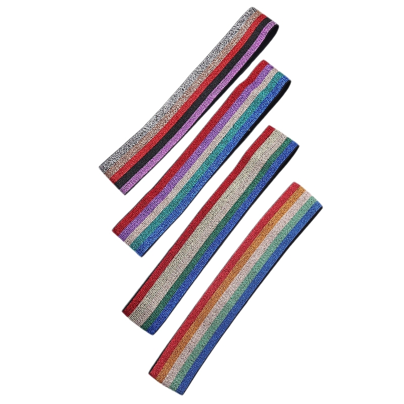 撞色运动发带亮丝彩虹束发带弹力带图
