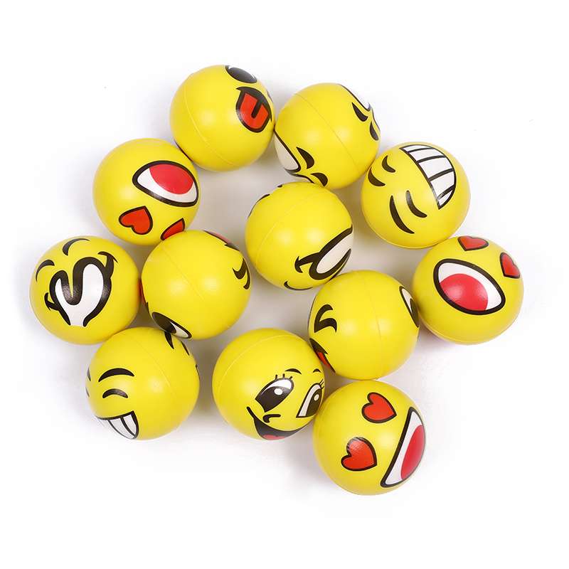 7.6的PU球混款混色压力球减压笑脸PU球QQ黄色表情笑脸 工厂直销产品图