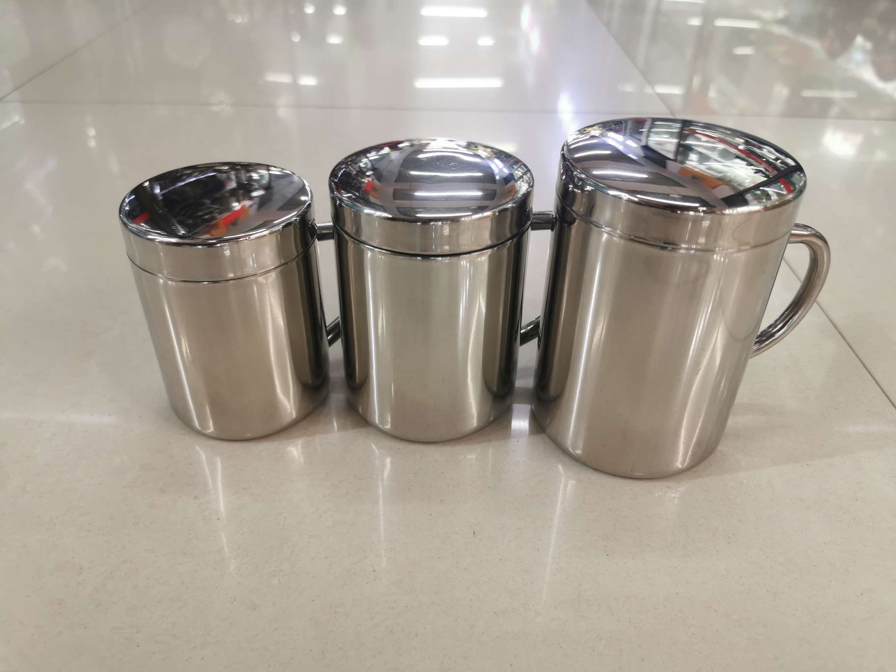 不锈钢双层口杯 不锈钢双层杯白底实物图