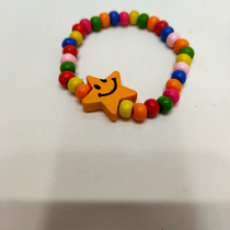 Colorful wooden children's bracelet five-pointed star smiley face