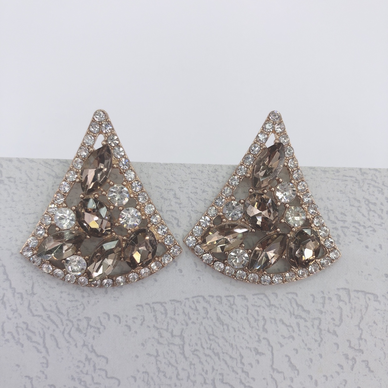 Fashion luxury flash diamonds exaggerated temperament personality atmosphere fan earrings