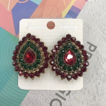Vintage chic boho ethnic stud earrings with diamonds